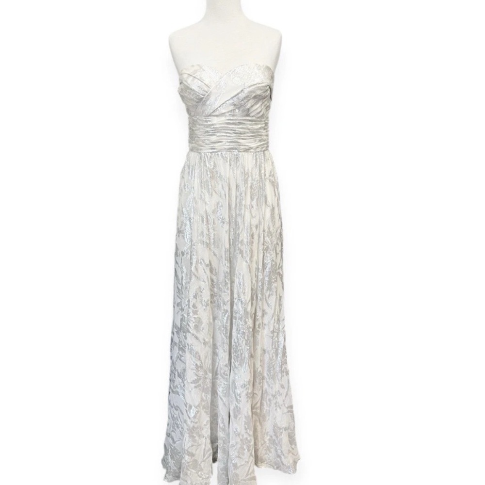 Aidan Mattox Strapless Silver Gown